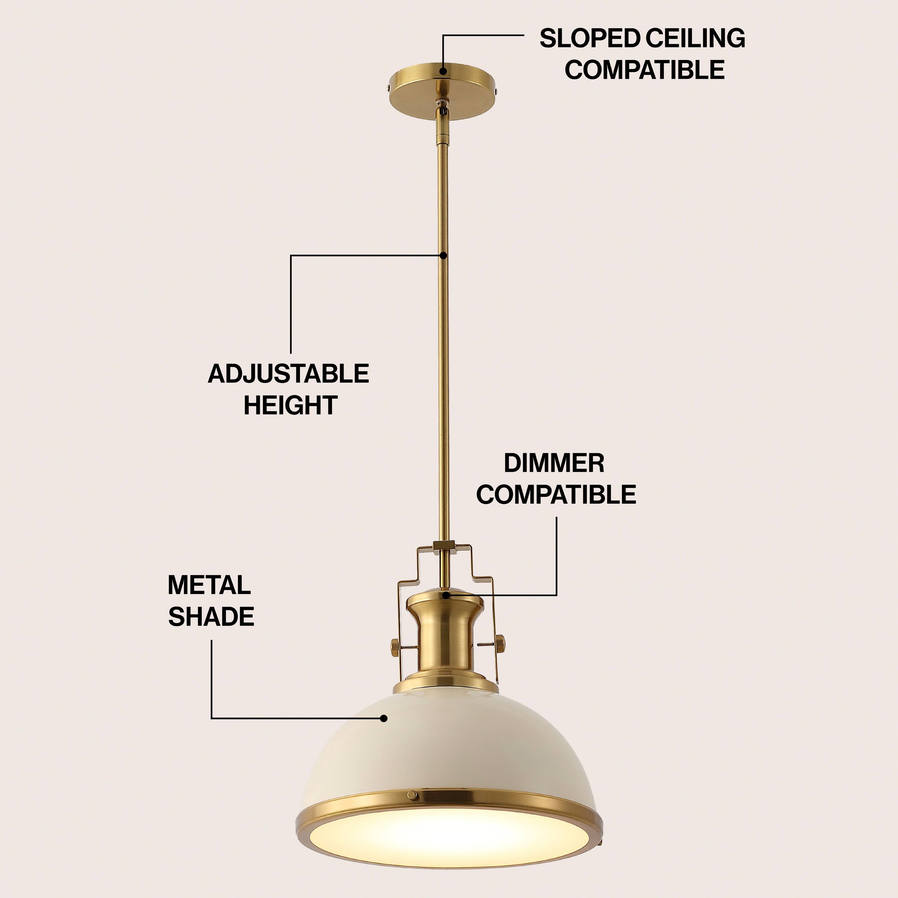 Sloped Ceiling Compatible, Adjustable Height, Dimmer Compatible, Metal Shade