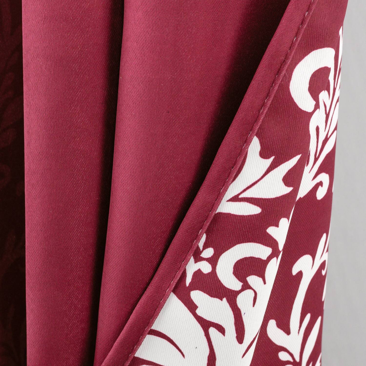 Alt View 2. Olivia Gray - Olivia Gray 100% Polyester 190 GSM Cressida Reversible Blackout Grommet Curtain Panel 54" x 84" Burgundy - Burgundy.