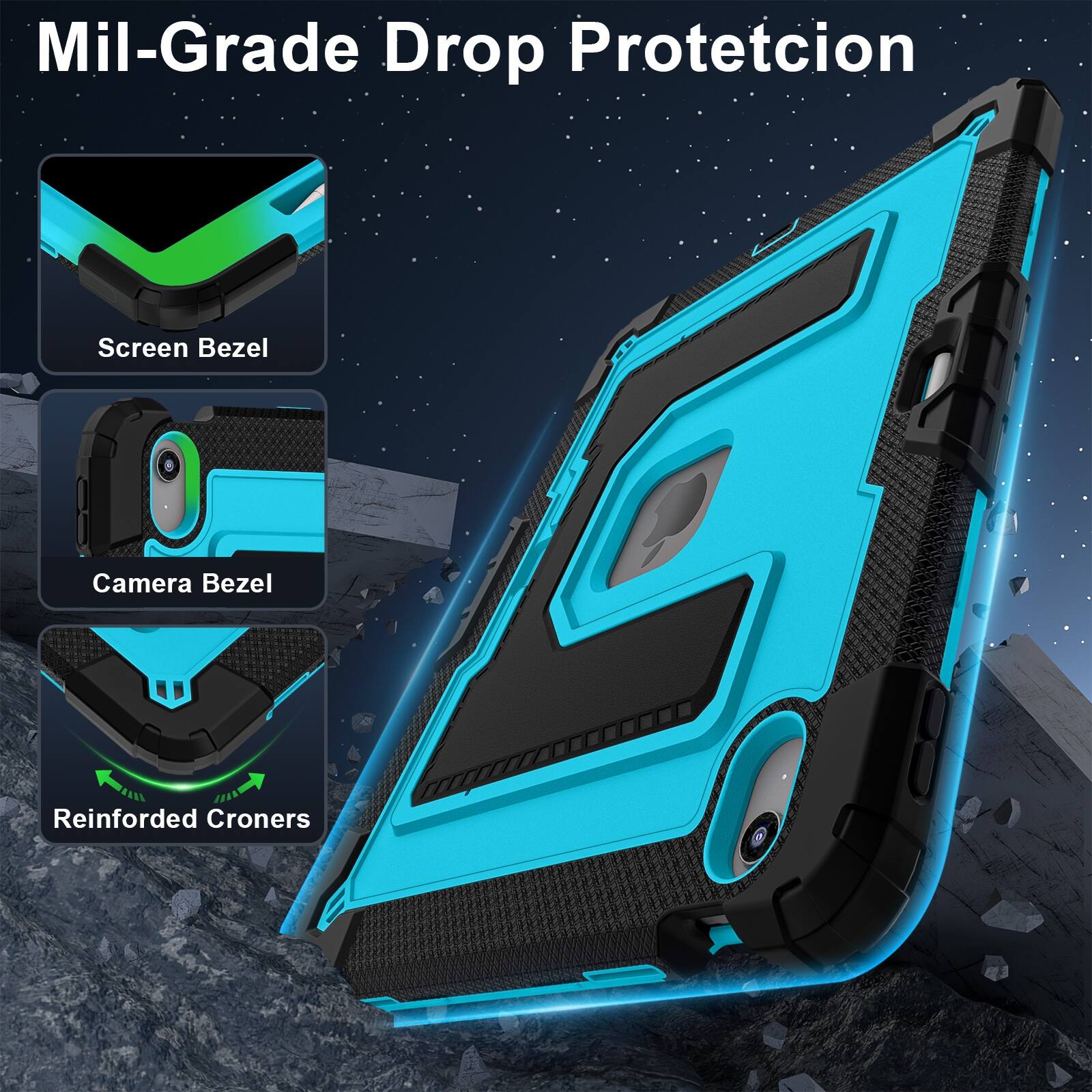 Mil-Grade Drop Protection  
Screen Bezel  
Camera Bezel  
Reinforced Corners