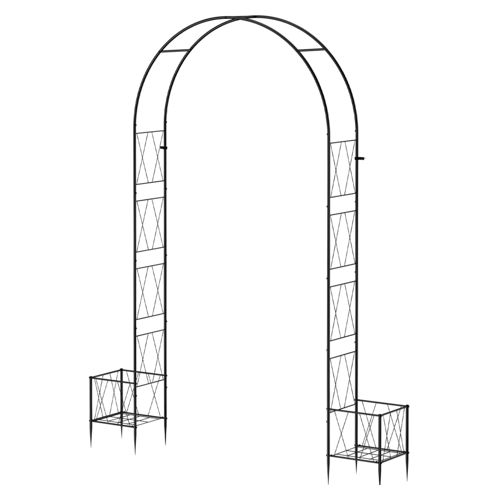 Oumilen - Adjustable Garden Arch Trellis with Side Planter Baskets, Black Outdoor Arbor for Climbing Roses Vines Wedding Decor price history on PriceWatchPro