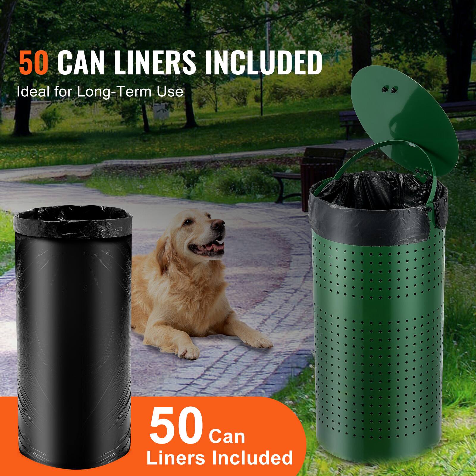 50 CAN LINERS INCLUDED  
Ideal for Long-Term Use  

50 Can Liners Included