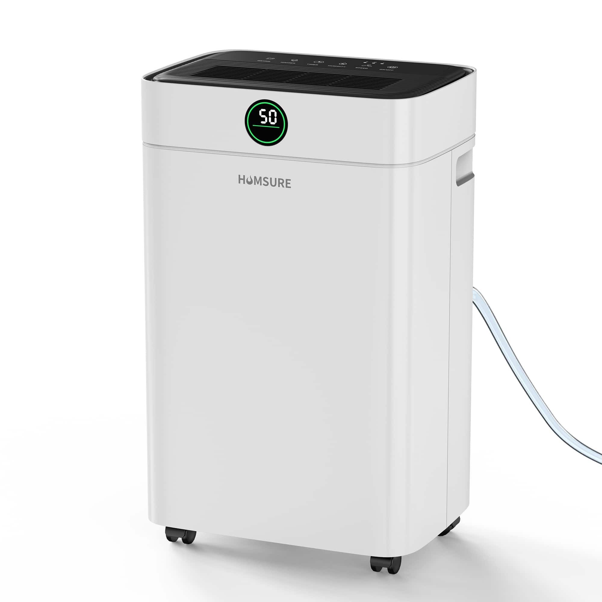Edendirect - 34 pt. 2,500 sq. ft. Dehumidifier in White with Drain Hose and Bucket, Auto Defrost, Low Noise, Dehumidify Efficiently
