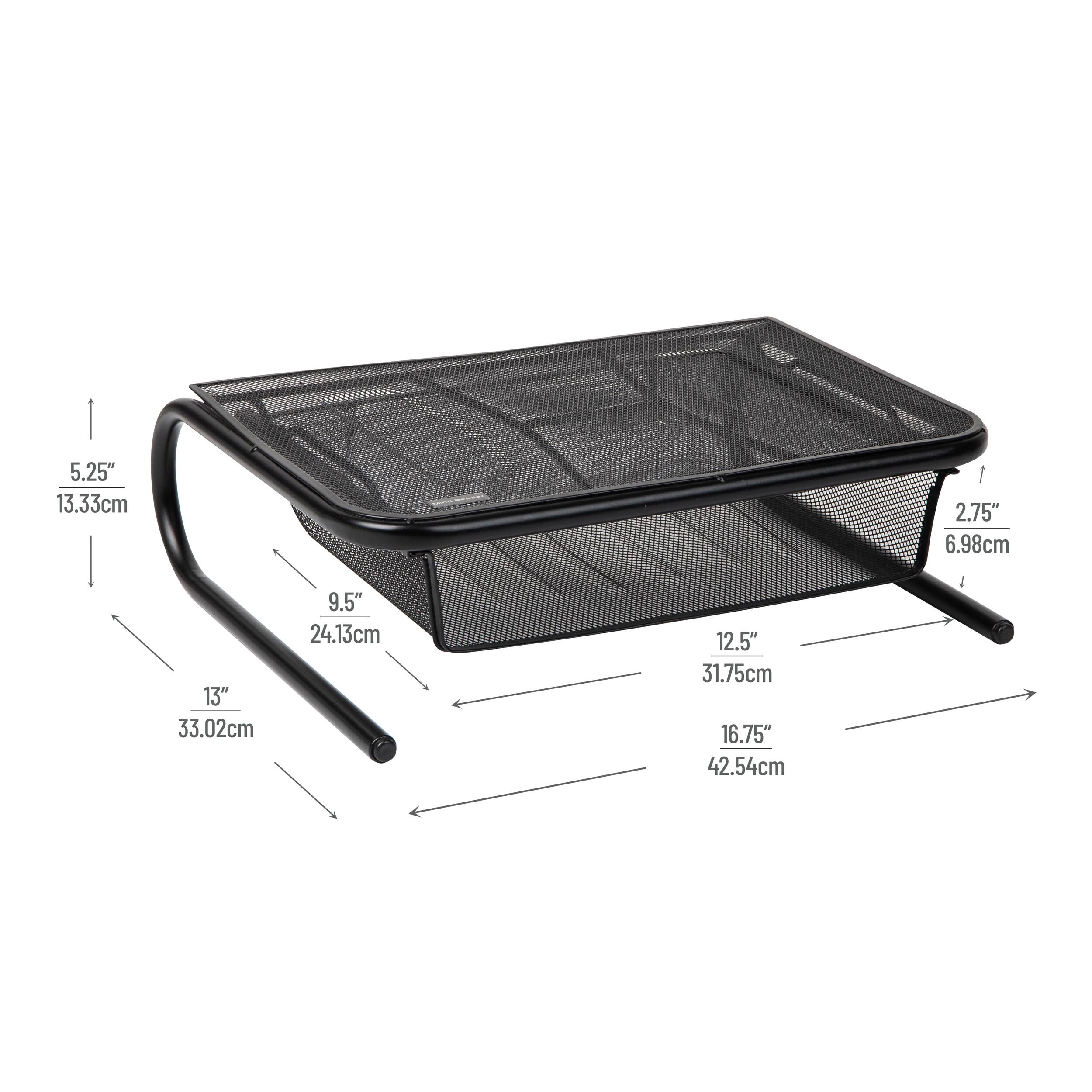 Alt View 12. Mind Reader - Monitor Stand, Ventilated Laptop Riser, Desktop Organizer, Paper Tray, Metal Mesh, 16.75"L x 13"W x 5.25"H - Black.