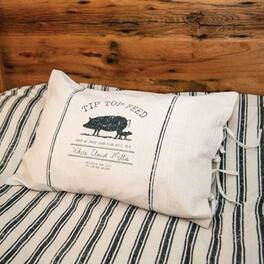 BreeBe - *Tip Top Feed Farmhouse Stripe King Pillow Sham - White