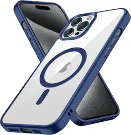 Entronix - Magnetic Case for iPhone 15 Pro Max - Clear Matte Soft Frame with MagSafe Compatibility - Navy