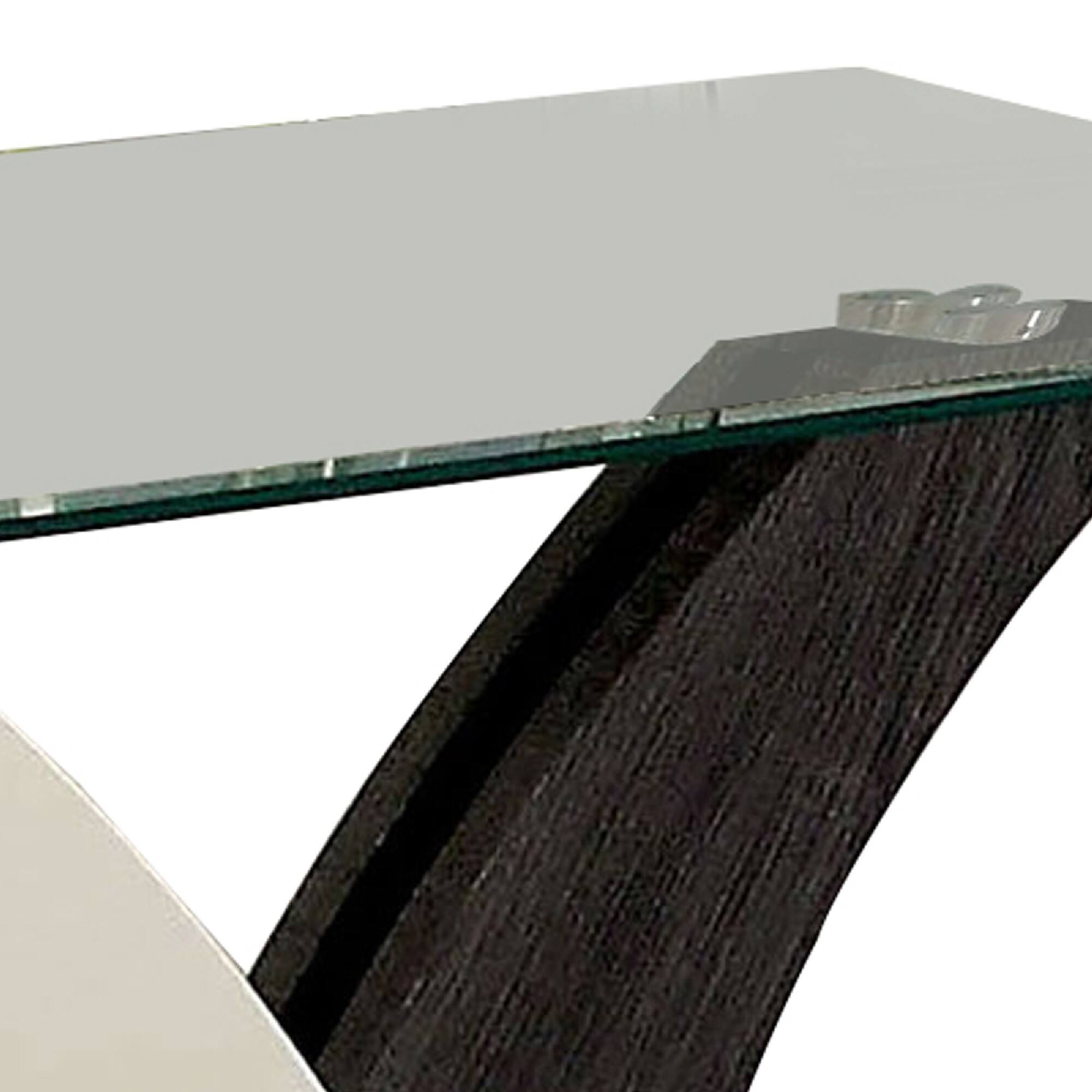 Alt View 2. Manhattan Lane - Modern Two Tone Flared Base End Table with Glass Top - White and Gray.