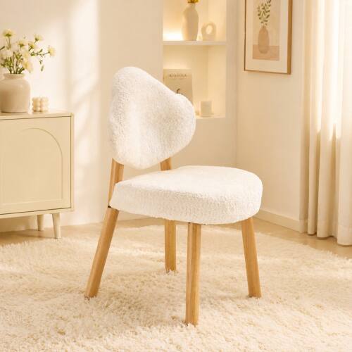 Alt View 8. Winado - Cute Cloud-Back Solid Wood Legs for Girls, Plush Chenille Velvet Makeup Armless Vanity Chair for Bedroom,Living Room - Beige.