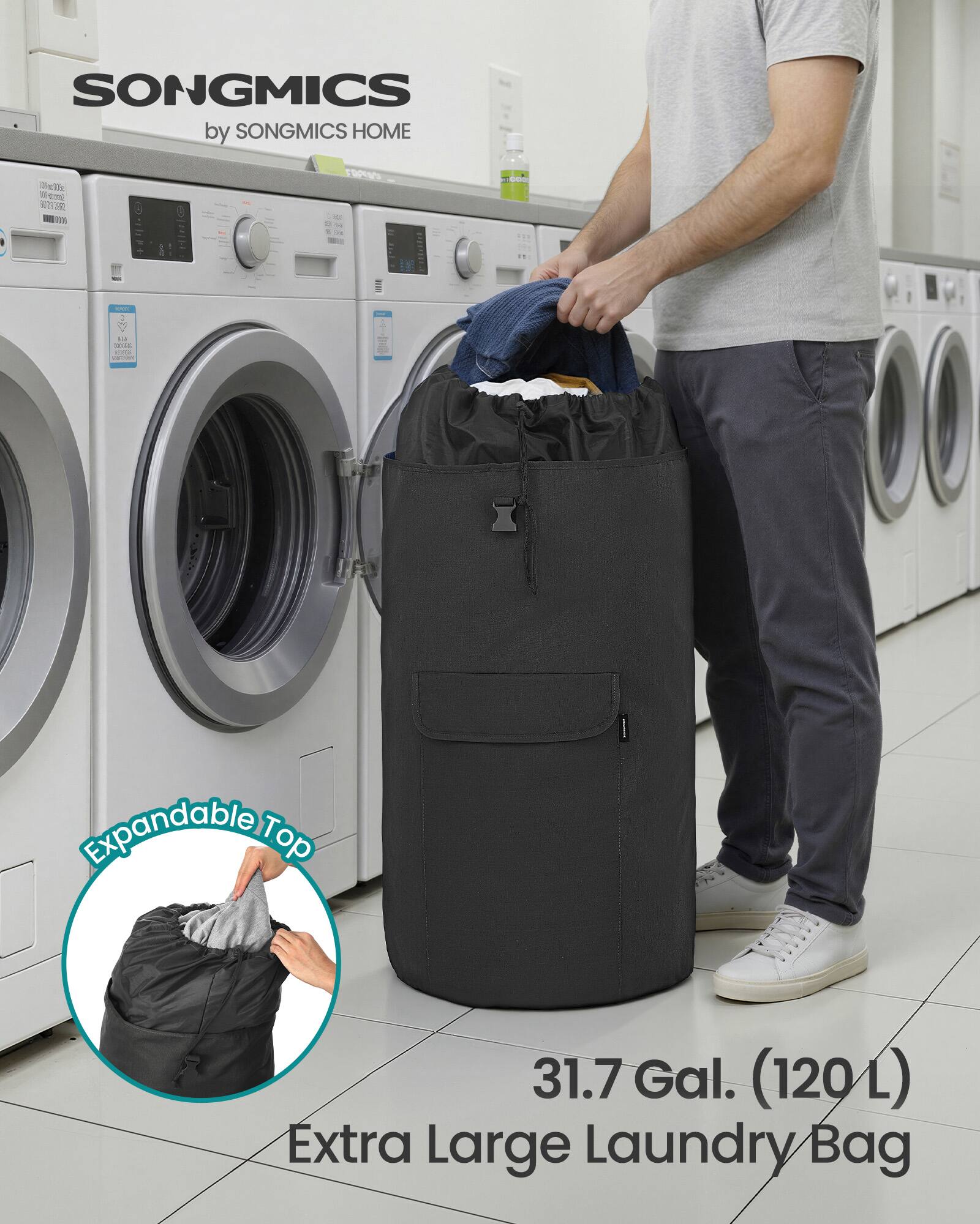 SONGMICS by SONGMICS HOME

Expandable Top
31.7 Gal. (120L) Extra Large Laundry Bag