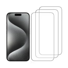 Qixxronics - 3-Pack Screen Protector for iPhone 15 Pro Max and 15 Plus, 6.7 Inch Tempered Glass Screen Protector, Anti-Scratch - Clear