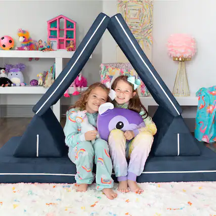 Front. Jaxx - Jaxx Zipline Playscape Imaginative Furniture Playset for Creative Kids, Original Set, Navy - Navy.