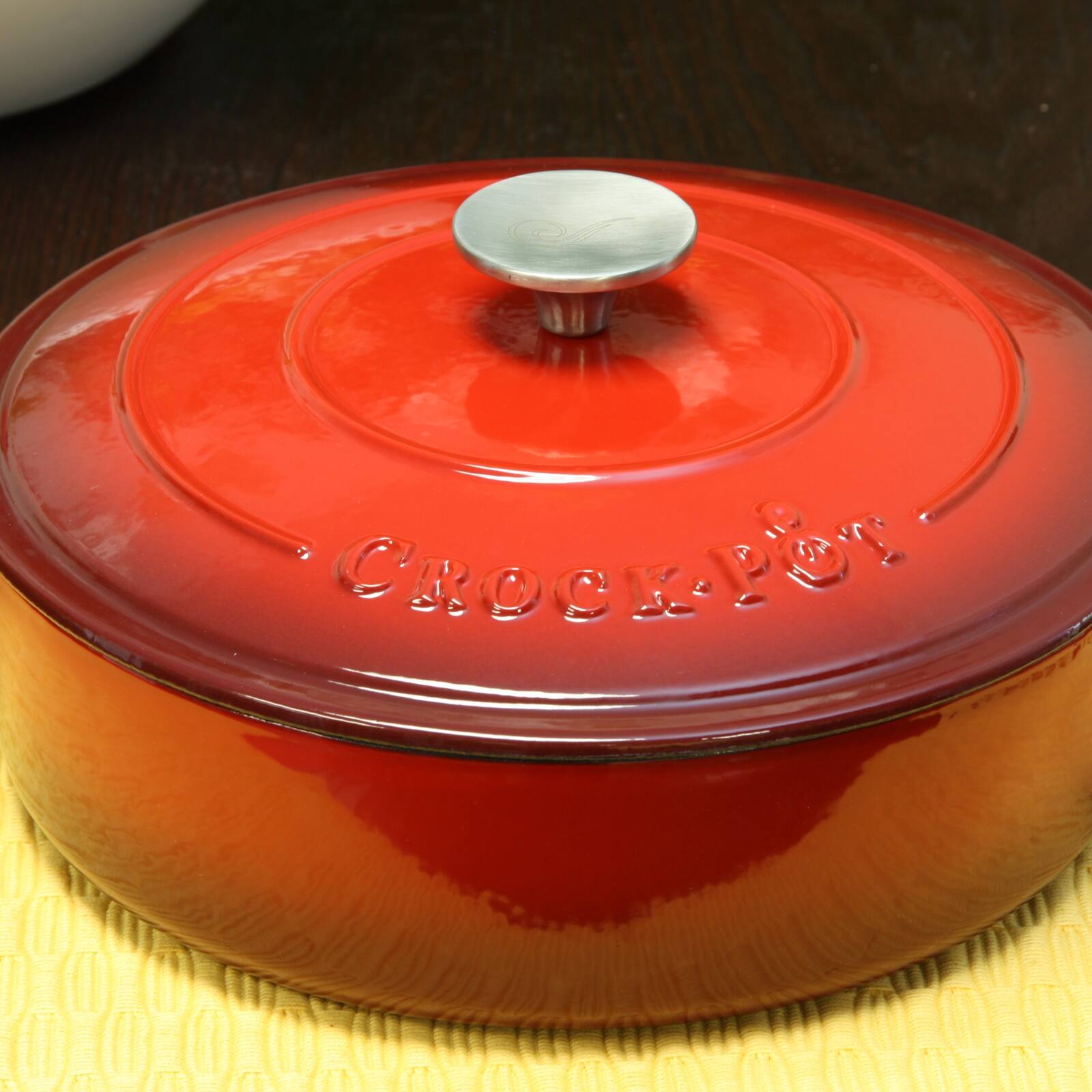 Alt View 1. Crock-Pot - Crock Pot Artisan 3.5 Quart Enameled Cast Iron Deep Sauté Pan With Self Basting Lid in Scarlet Red - Scarlet Red.