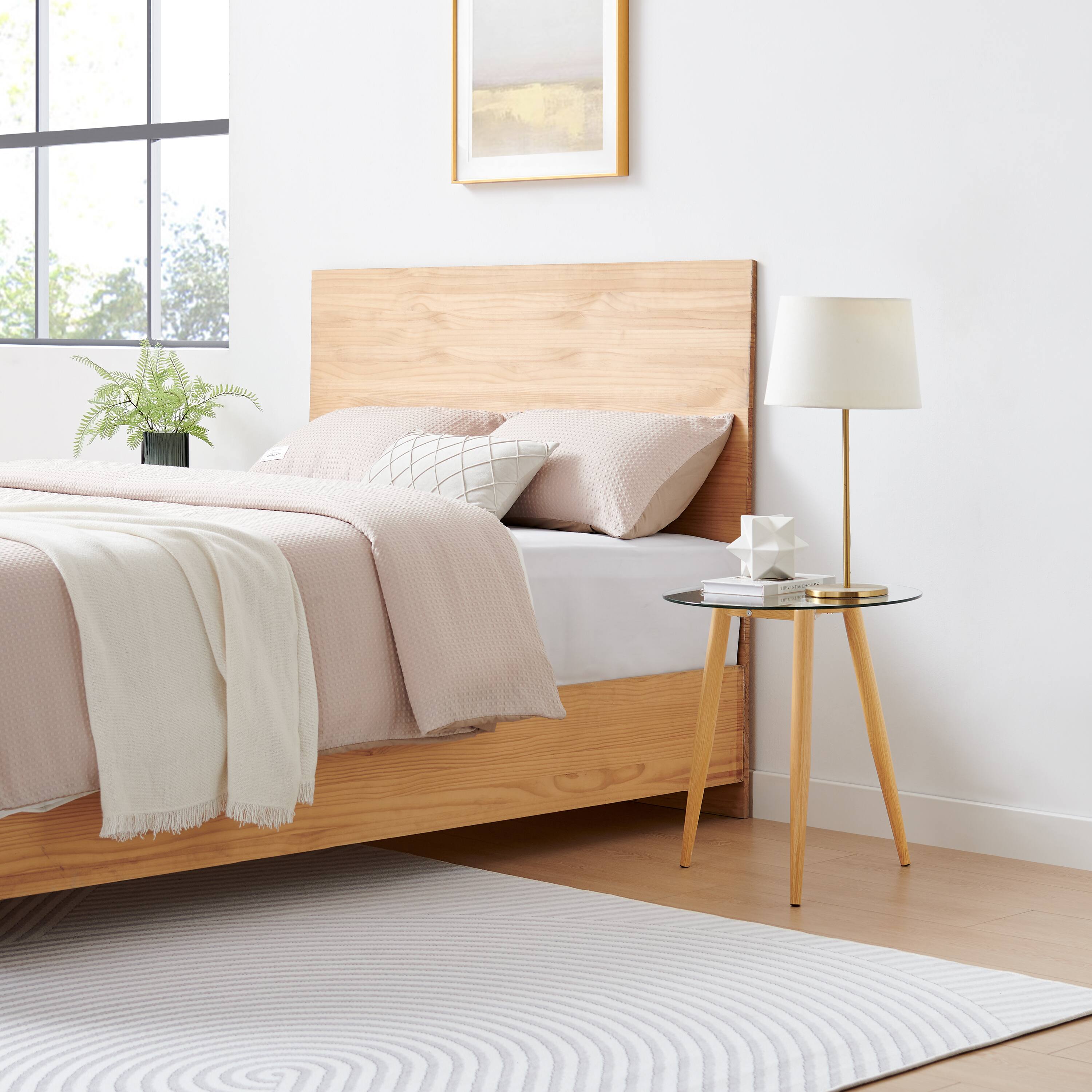 Alt View 4. Danya B - Van Beuren Side Table with Taper Legs and Clear Glass Tabletop - Beech - Beech, Clear.