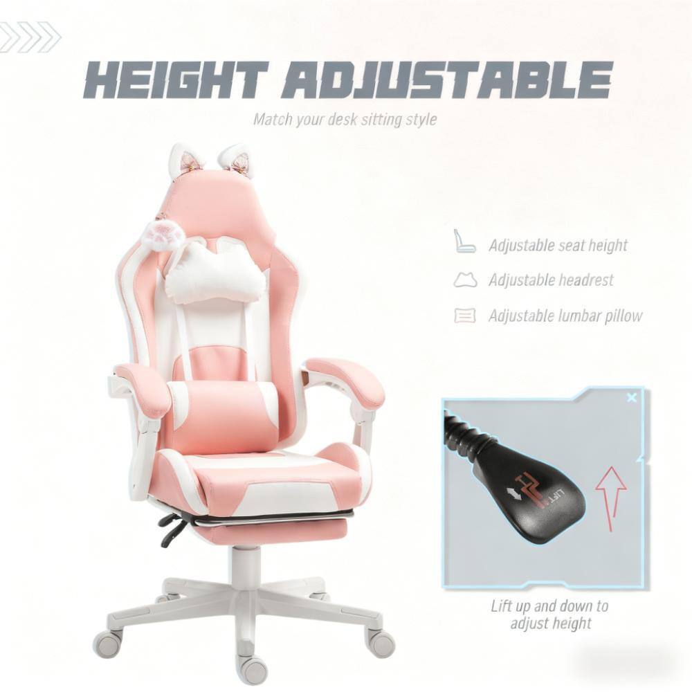 **HEIGHT ADJUSTABLE**  
Match your desk sitting style

- Adjustable seat height
- Adjustable headrest
- Adjustable lumbar pillow

Lift up and down to adjust height