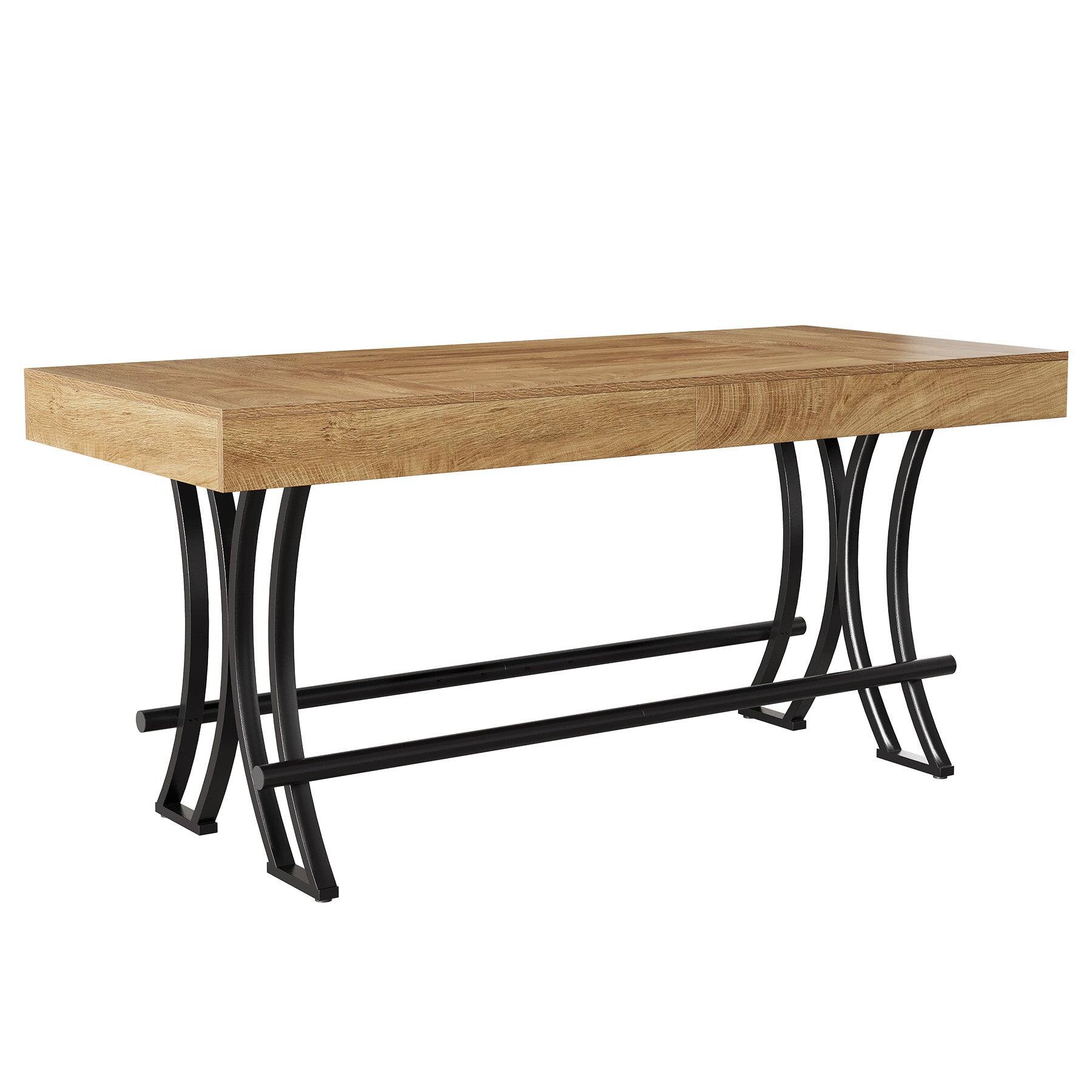 Alt View 5. Tribesigns - Dining Table with Engineered Wood Construction and Wood Grain Finish for Dining Room and Kitchen - Brown.