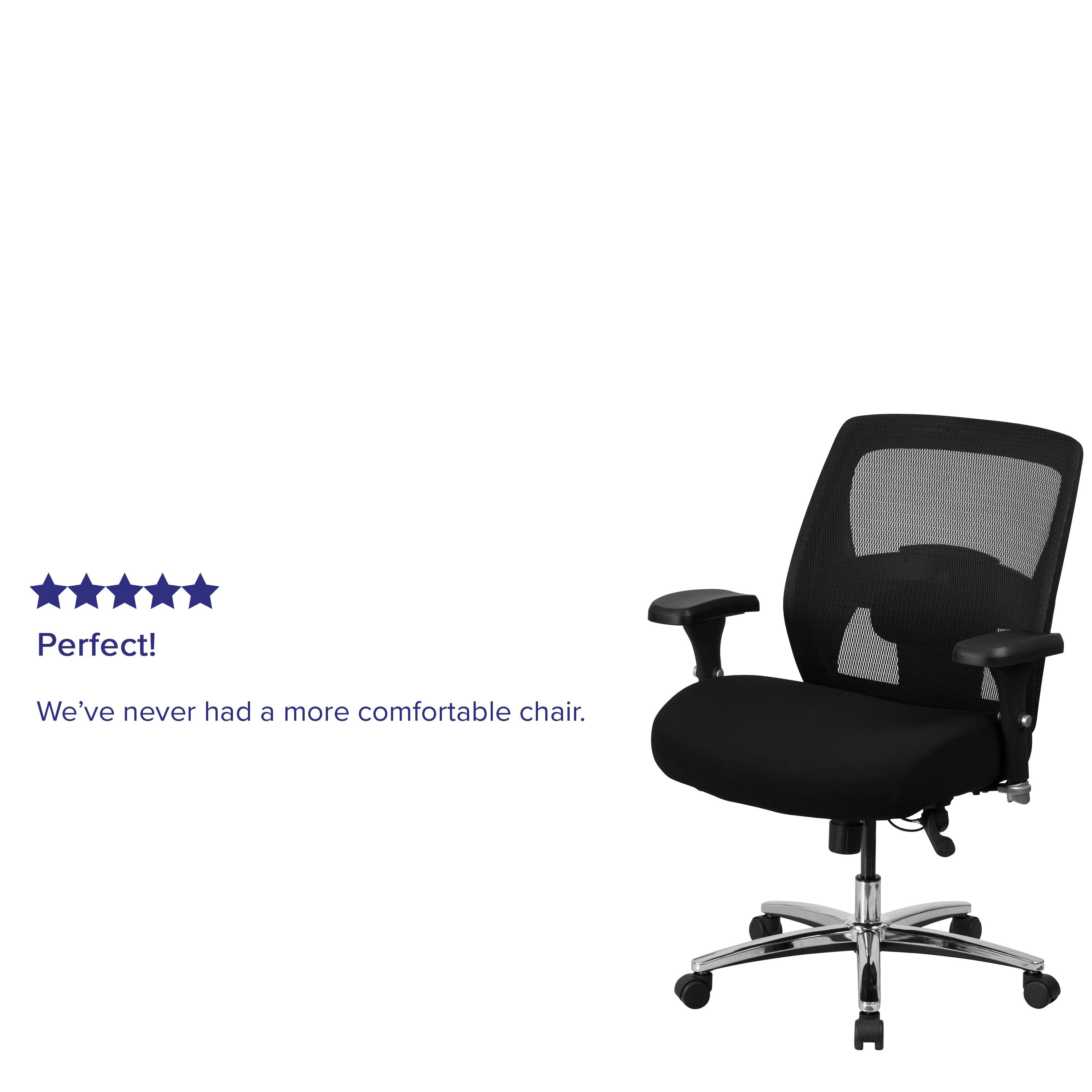 Perfect!  
We've never had a more comfortable chair.