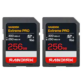 SANDISK - Extreme PRO UHS-II V60 SDXC Memory Card - 256GB, 2-Pack