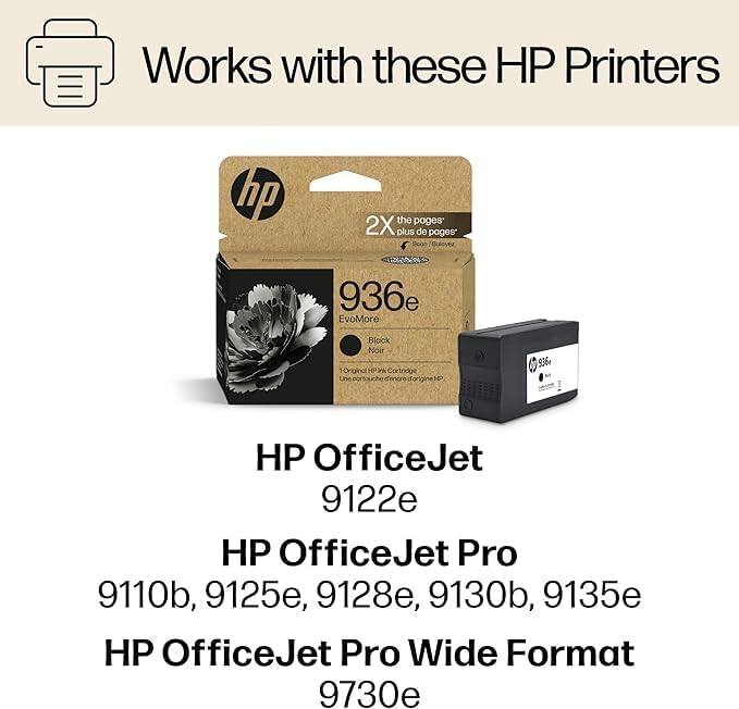 Works with these HP Printers

- HP OfficeJet 9122e
- HP OfficeJet Pro 9110b, 9125e, 9128e, 9130b, 9135e
- HP OfficeJet Pro Wide Format 9730e