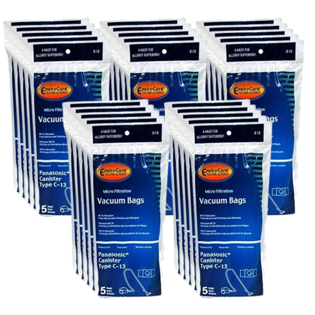 EnviroCare - 125 Pack 1/2 Case (25pkgs) Type C-13 Canister Anti-Allergen Vacuum Cleaner Bags AMC-S5EP – Part 818