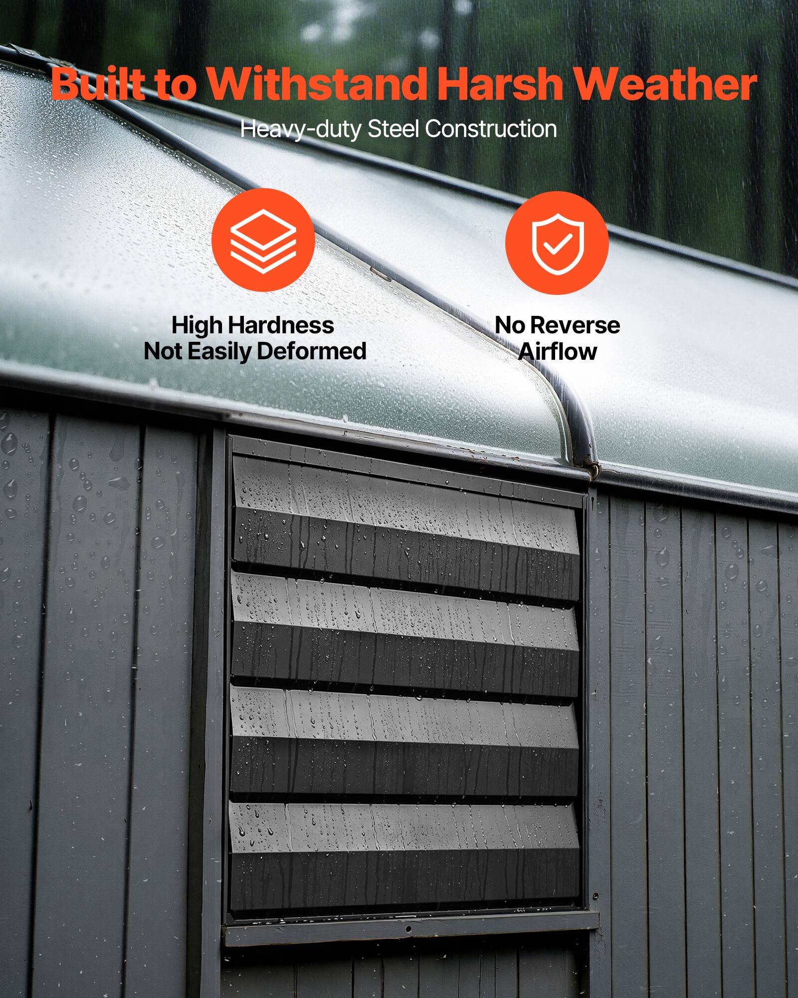 Built to Withstand Harsh Weather  
Heavy-duty Steel Construction  
High Hardness  
Not Easily Deformed  
No Reverse Airflow