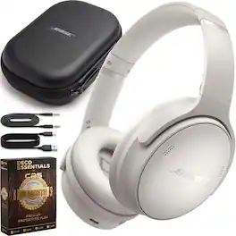 Bundle - Bose - QuietComfort Wireless Over-Ear Bluetooth Headphones + 26-Month Extended Warranty Protection - White Smoke