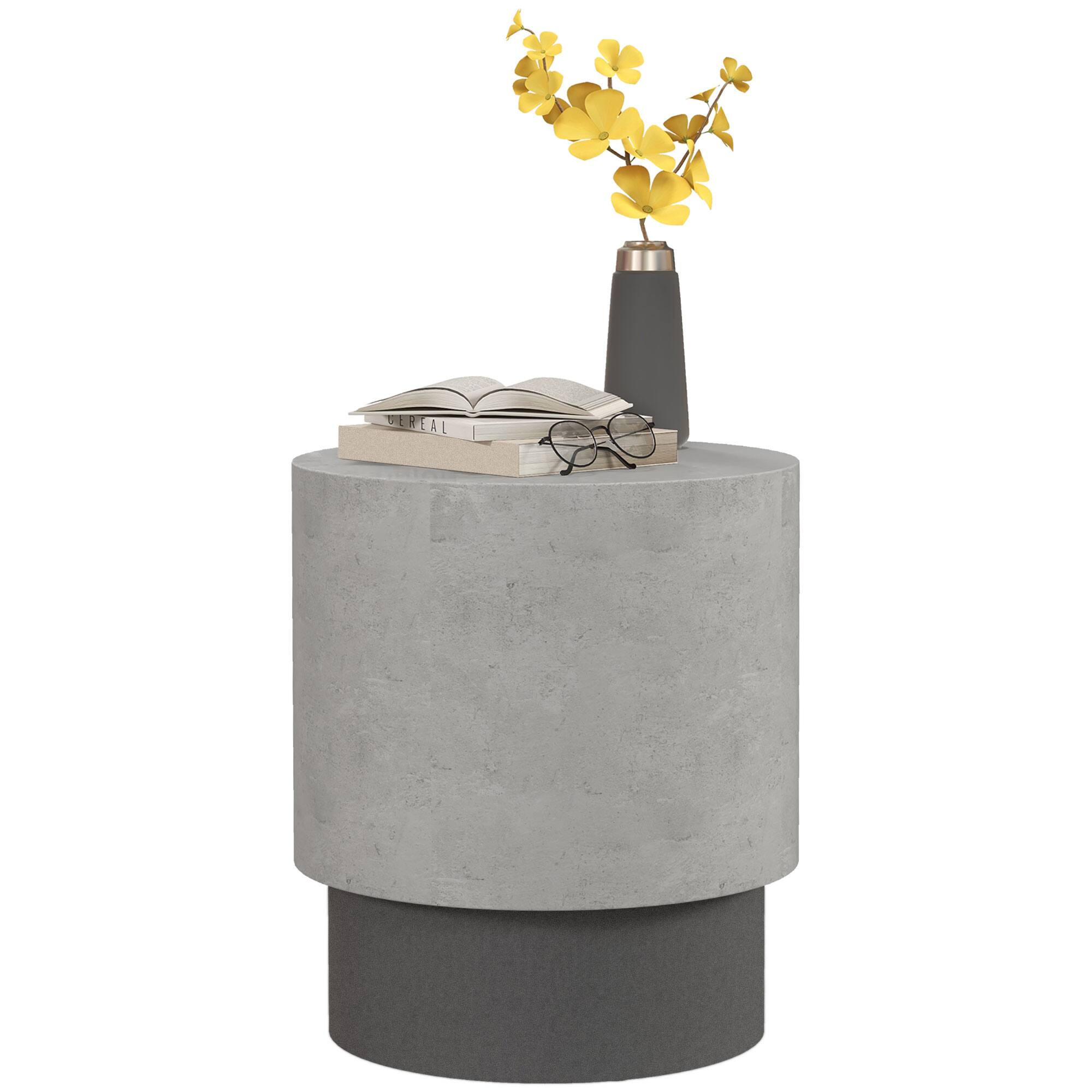 Front. Homcom - Accent Table with Concrete Finish, Round Side Table with 4 Adjustable Feet for Indoor - Gray.
