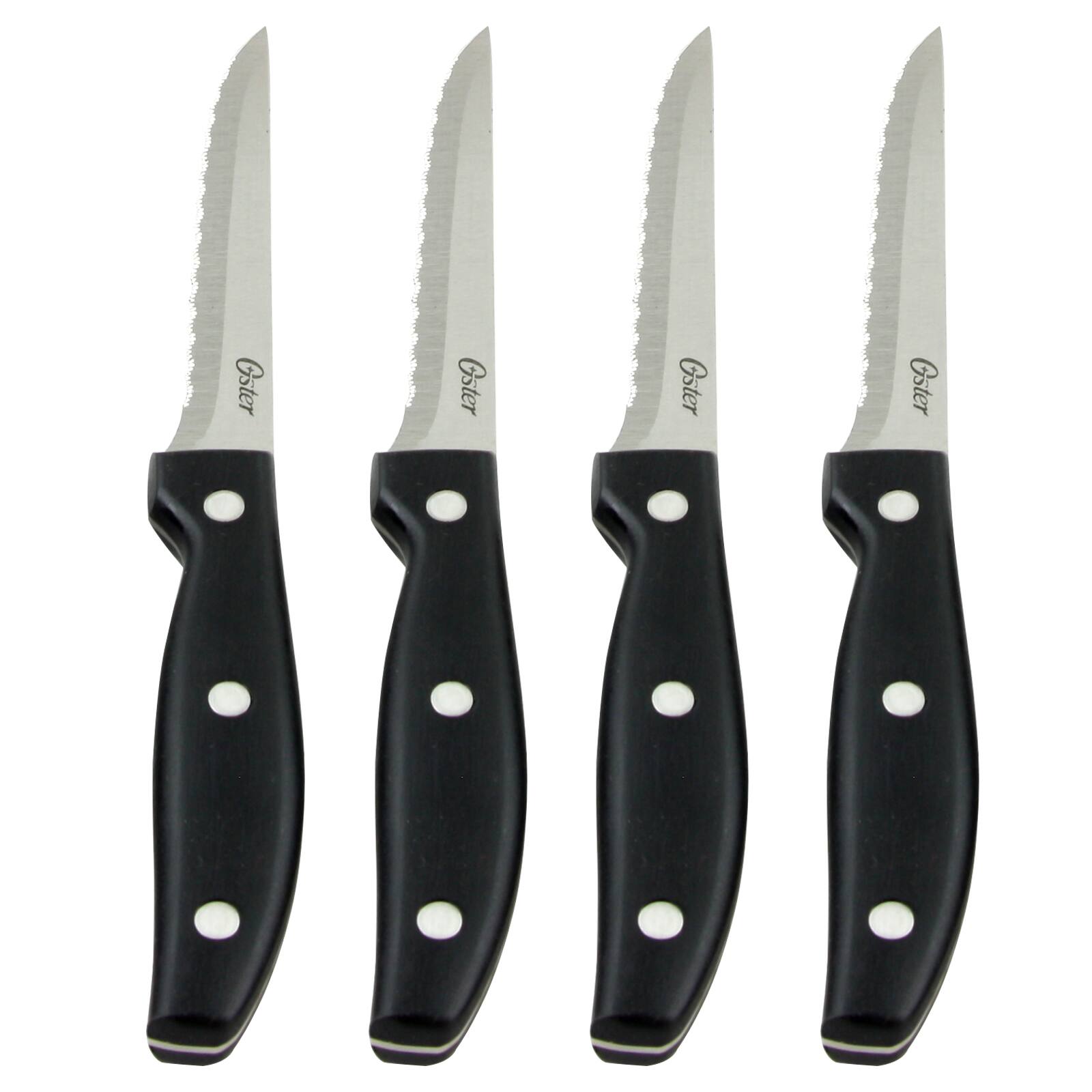 Oster - Granger 4.5 in. Stainless Steel Blade Steak Knife Set (4 Pack) - Black