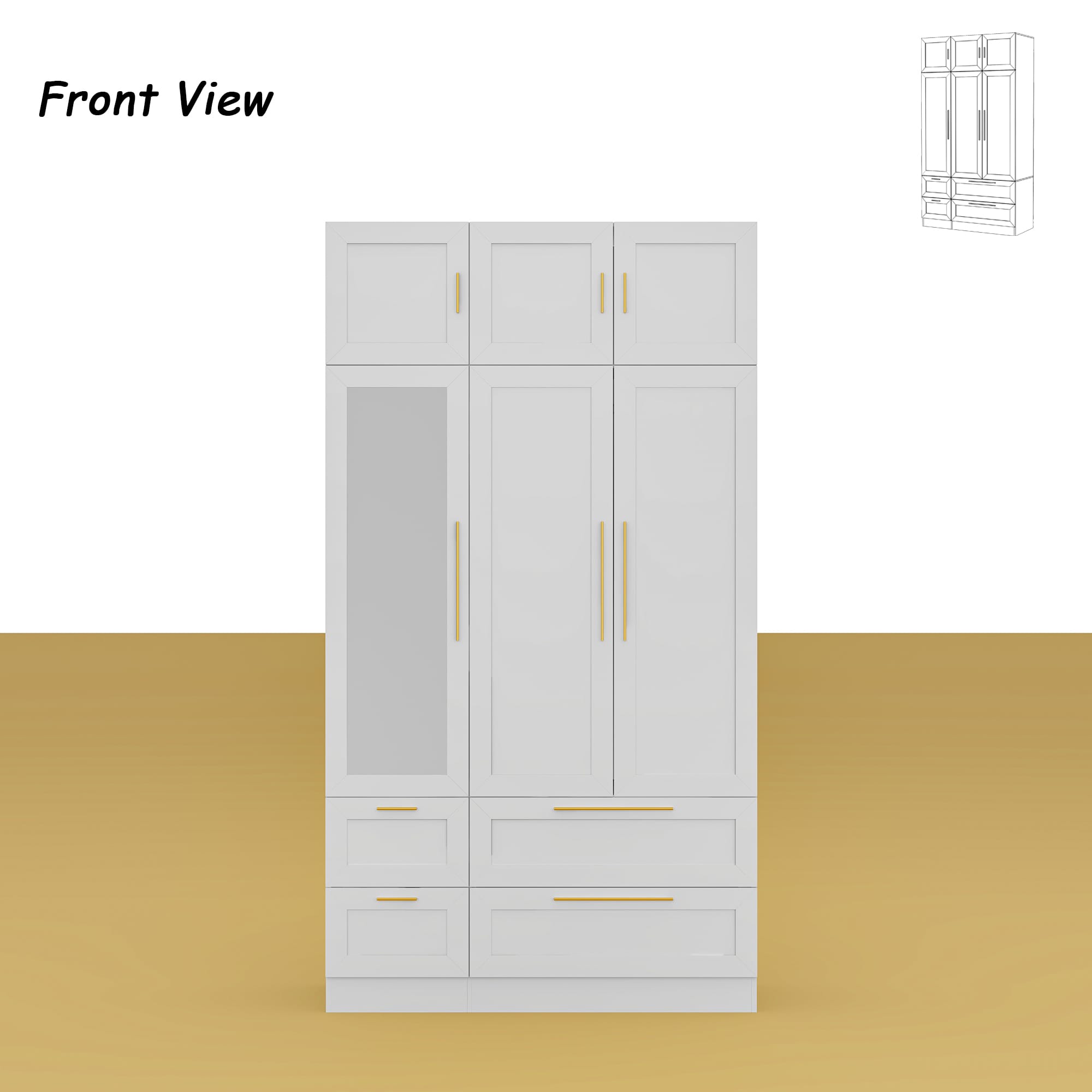 FUFU & GAGA - Wardrobe with Mirror: Stylish Storage with Safety & Function - White