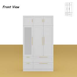 FUFU & GAGA - FUFU&GAGA Wardrobe with Mirror: Stylish Storage with Safety & Function - White