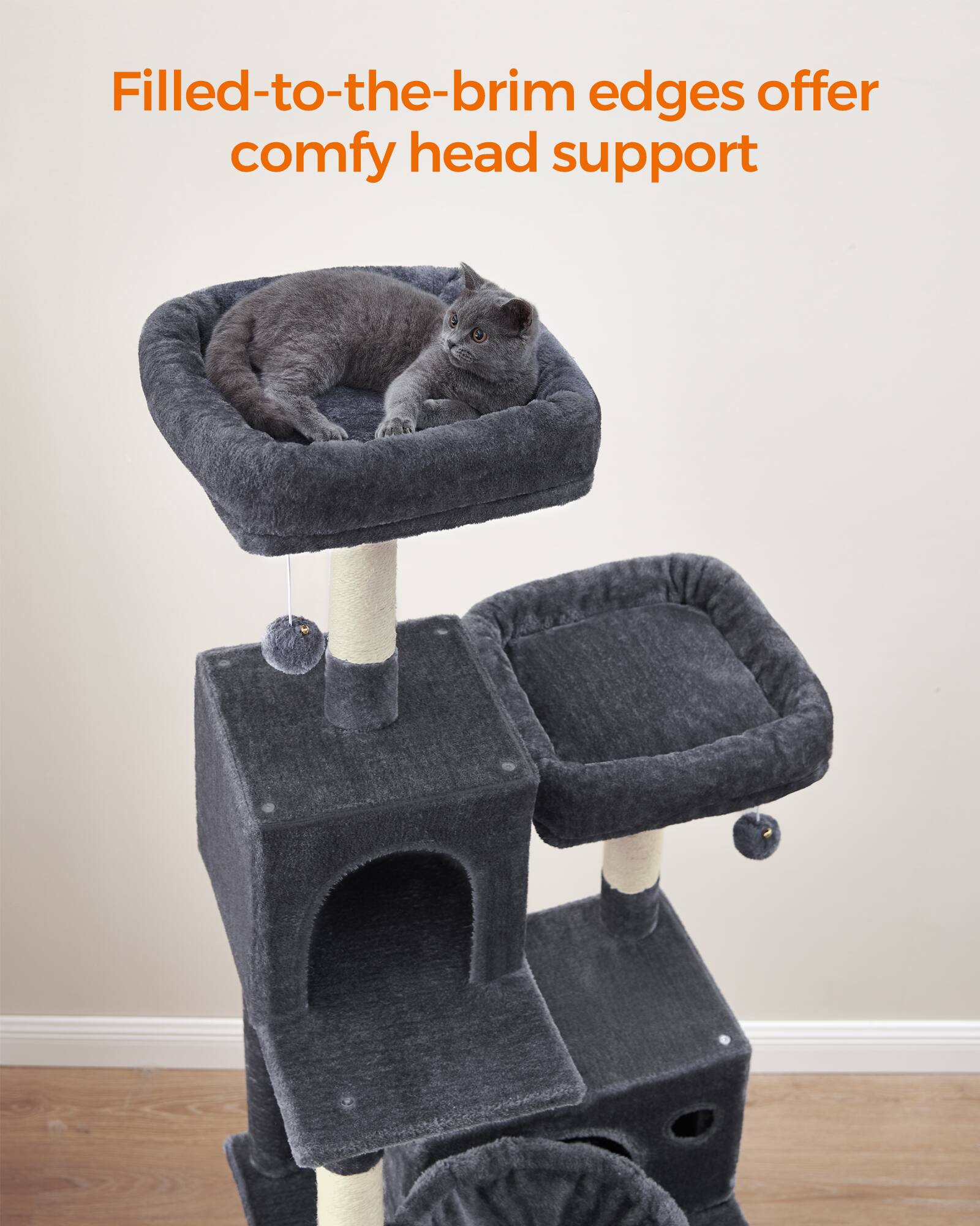 Filled-to-the-brim edges offer comfy head support
