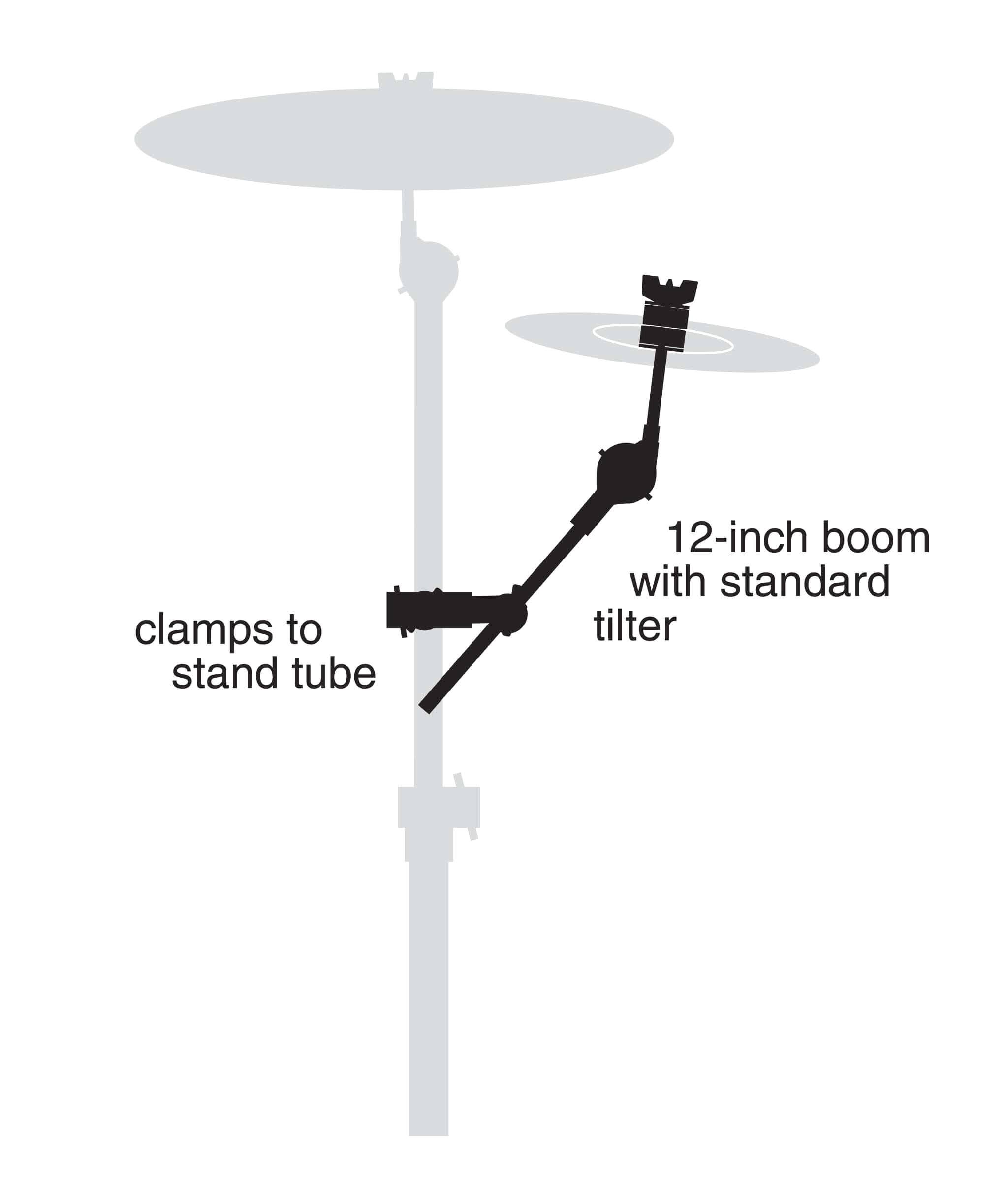 clamps to stand tube  
12-inch boom with standard tilter