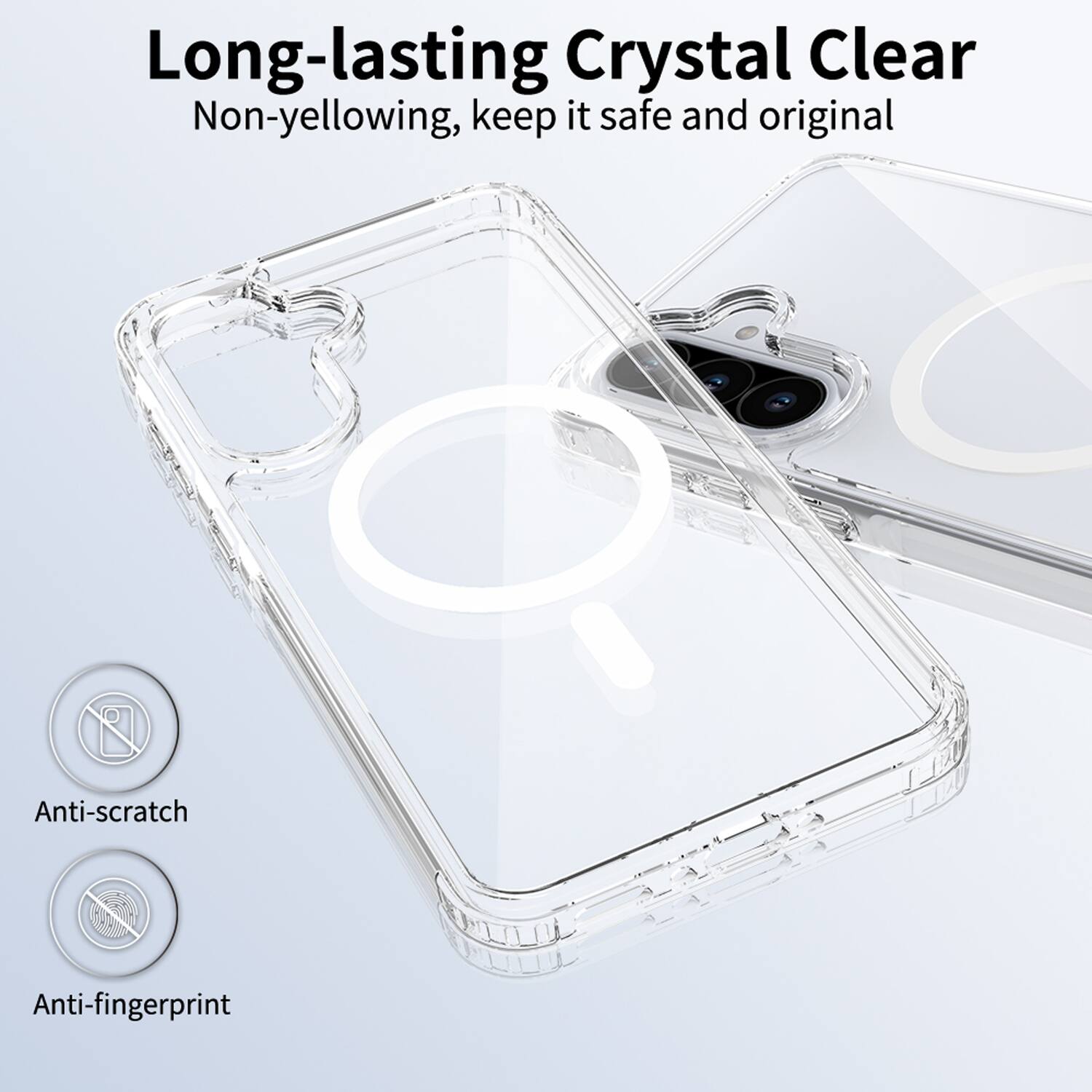 Long-lasting Crystal Clear  
Non-yellowing, keep it safe and original  

Anti-scratch  
Anti-fingerprint
