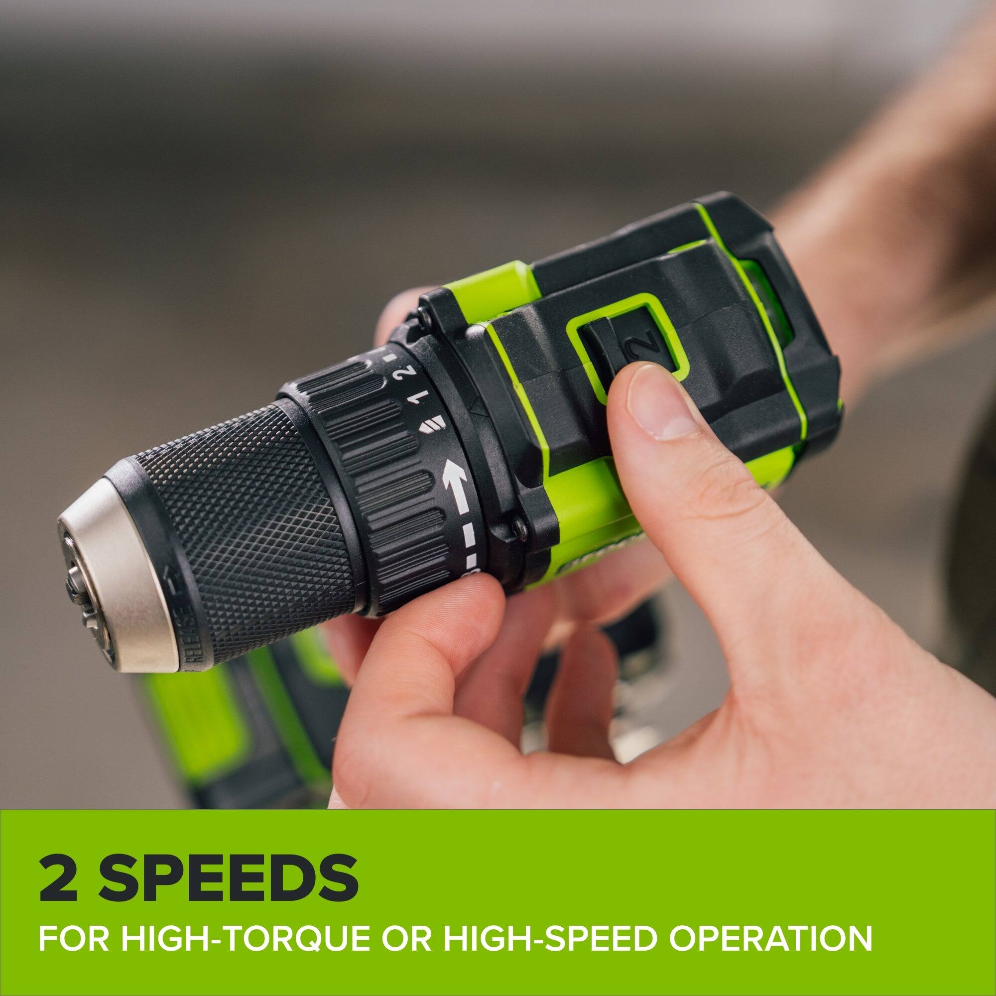 2 SPEEDS FOR HIGH-TORQUE OR HIGH-SPEED OPERATION