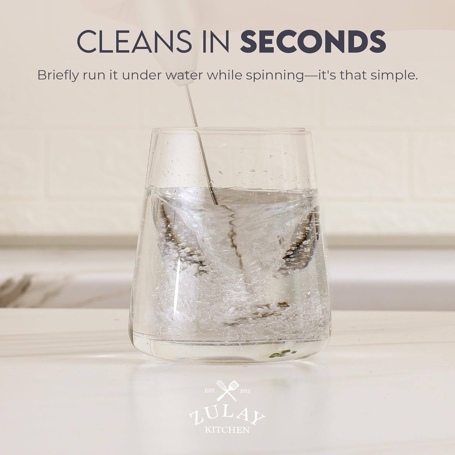 CLEANS IN SECONDS
Briefly run it under water while spinning—it's that simple.
EST 2015 ZULAY KITCHEN