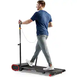 Sunny Health & Fitness - Under Desk Smart TreadPad® Walking Treadmill with Hiking Poles - Black
