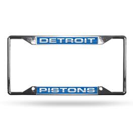 Rico Industries - Detroit NBA Pistons All Corner EZ View Chrome Metal Laser Cut License Plate Frame - Multi