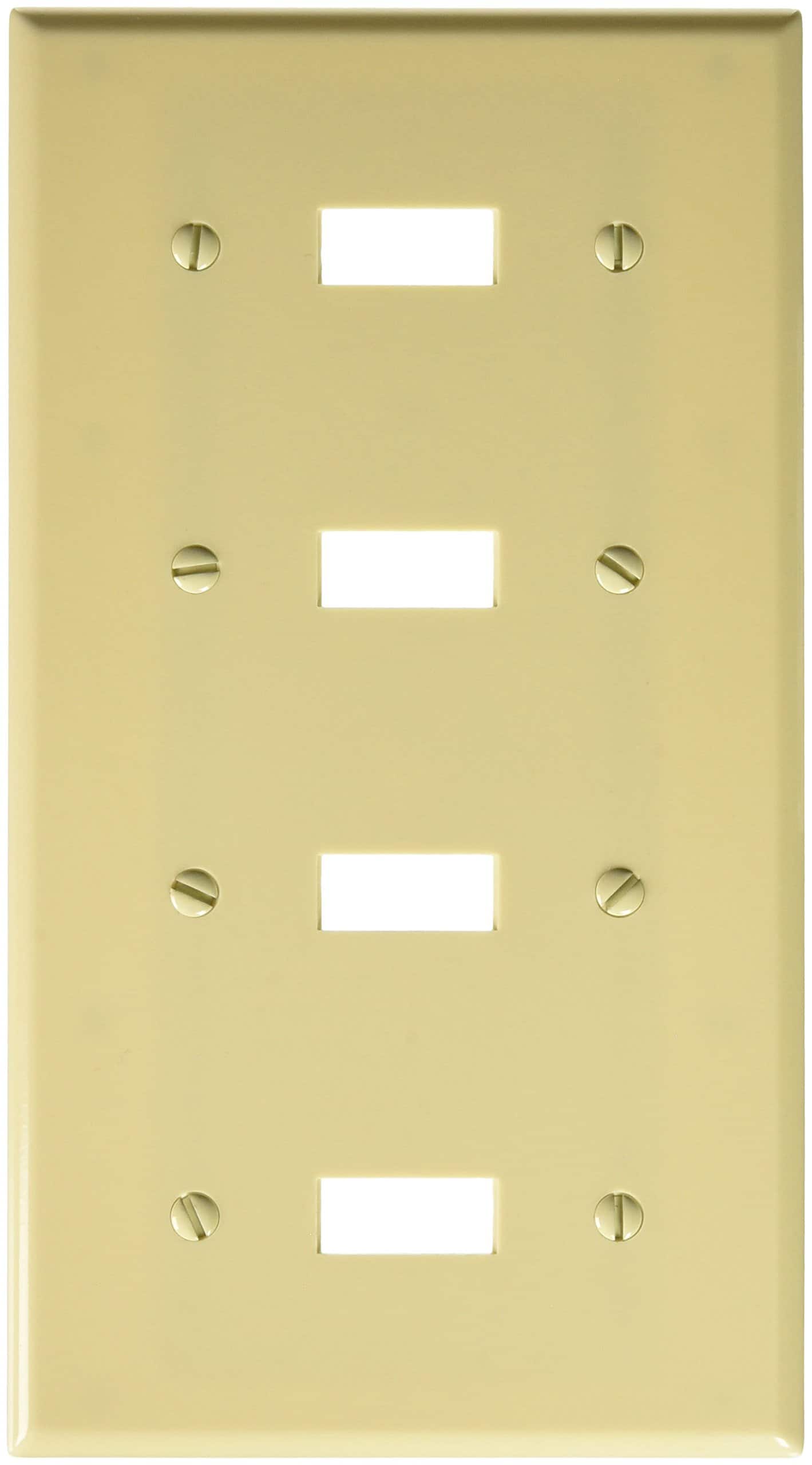 Leviton - 4 gang Thermoset Plastic Toggle Wall Plate 1 pk - Ivory