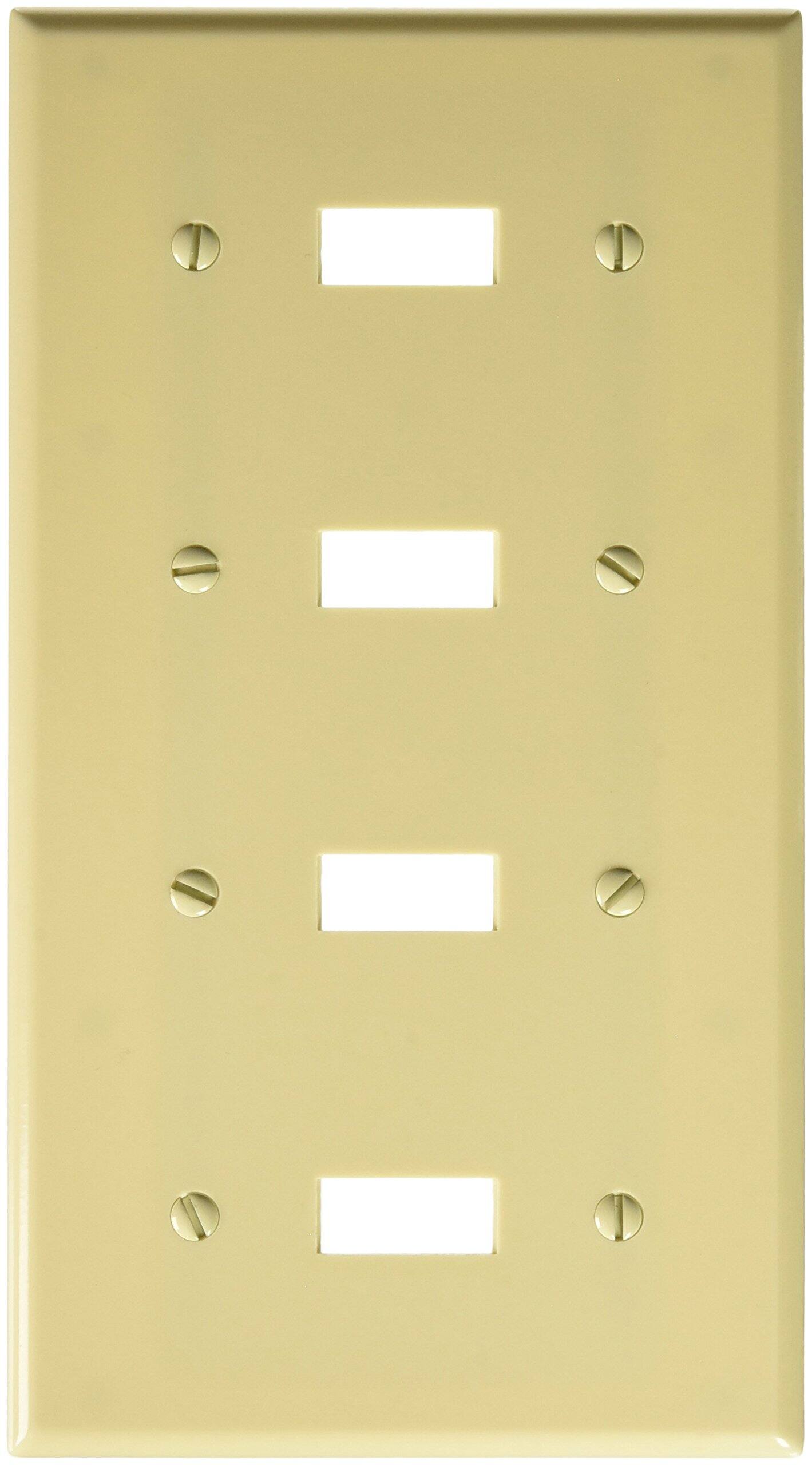 Front. Leviton - Leviton Ivory 4 gang Thermoset Plastic Toggle Wall Plate 1 pk - Ivory.