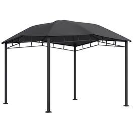 Outsunny - 10' x 10' Soft Top Patio Gazebo Outdoor Canopy with Unique Geometric Design Roof - Gray