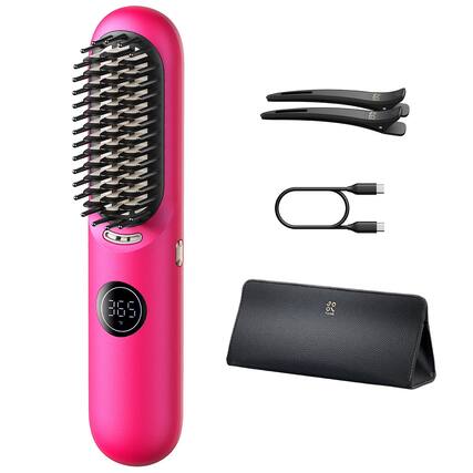 Front. Live At Space - I10 Apex Portable Hair Straightener Brush Cordless Straightening Comb With 113% Larger Heating Area Led - Pi.