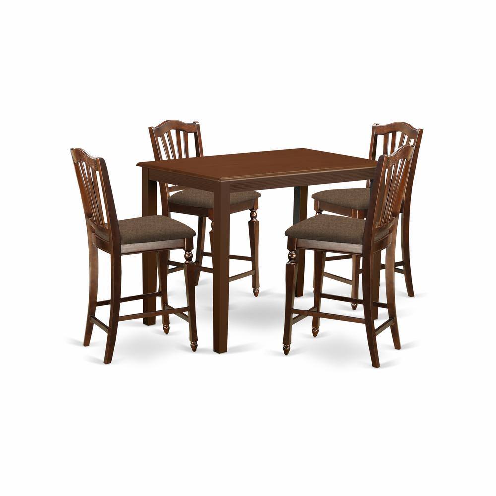 Back. East West Furniture - YACH5-MAH-C 5 Pc counter height Dining set - high Table and 4 counter height Dining chair. - Mahogany.