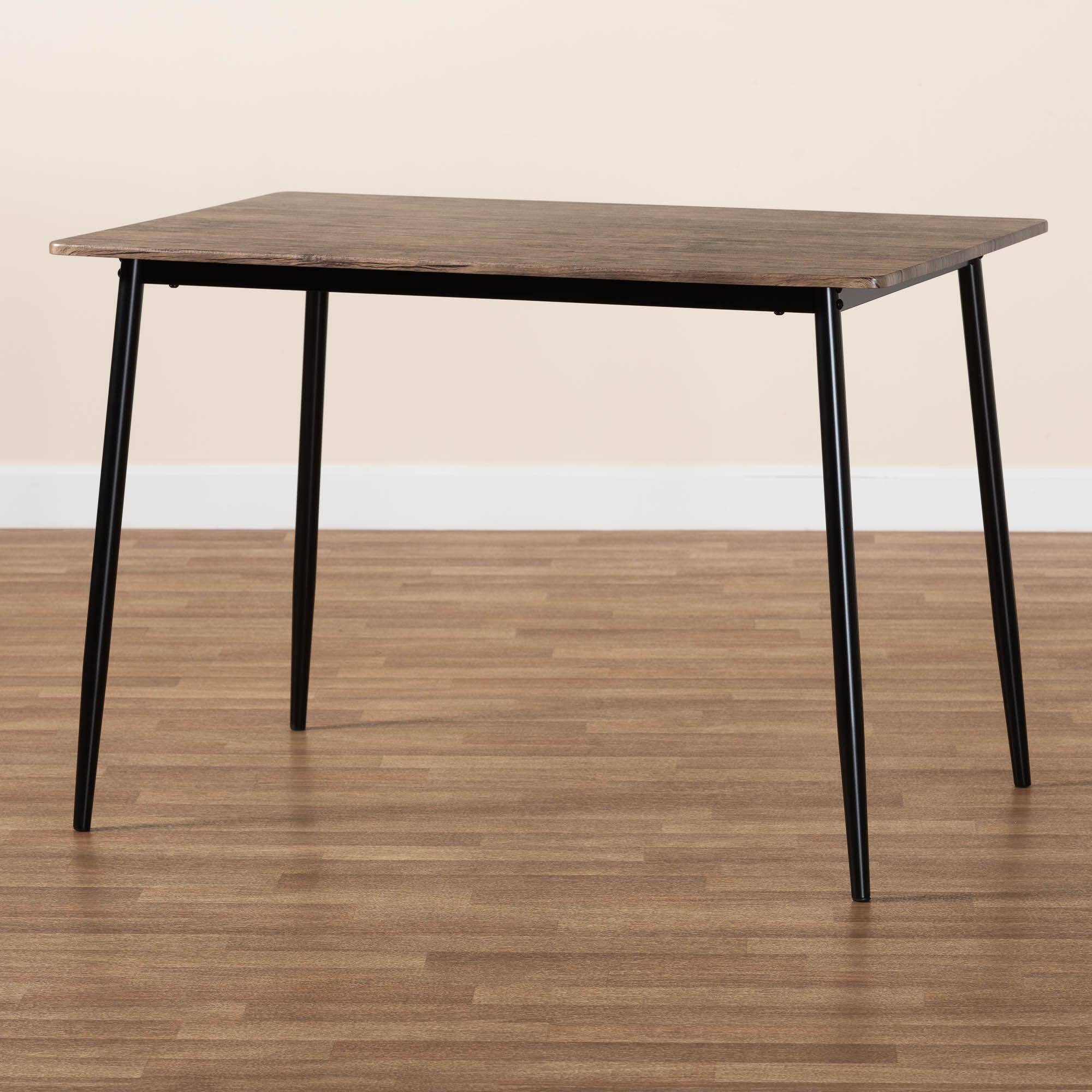 Alt View 4. Baxton Studio - Dalair Industrial Rustic Wood and Metal Dining Table - Dark Brown/Black.