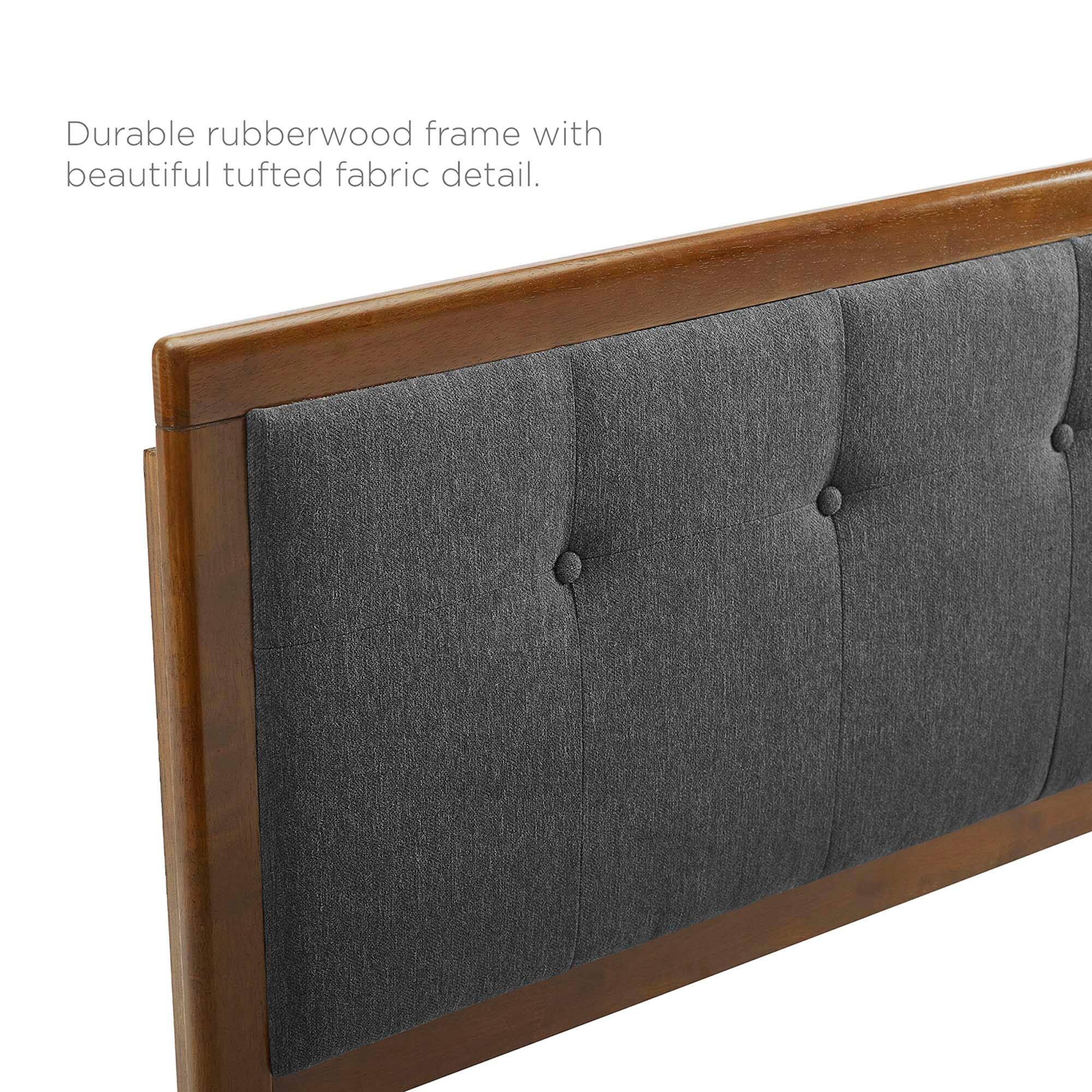 Durable rubberwood frame with beautiful tufted fabric detail.