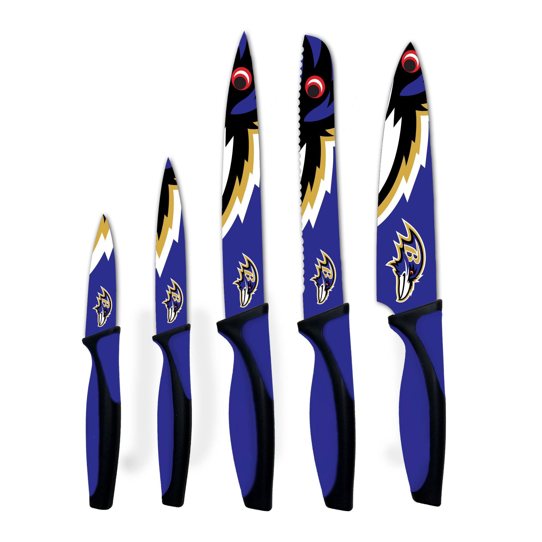 Alt View 1. Woodrow - Baltimore Ravens 5-Piece Stainless Steel Cutlery Knife Set - Multicolor.