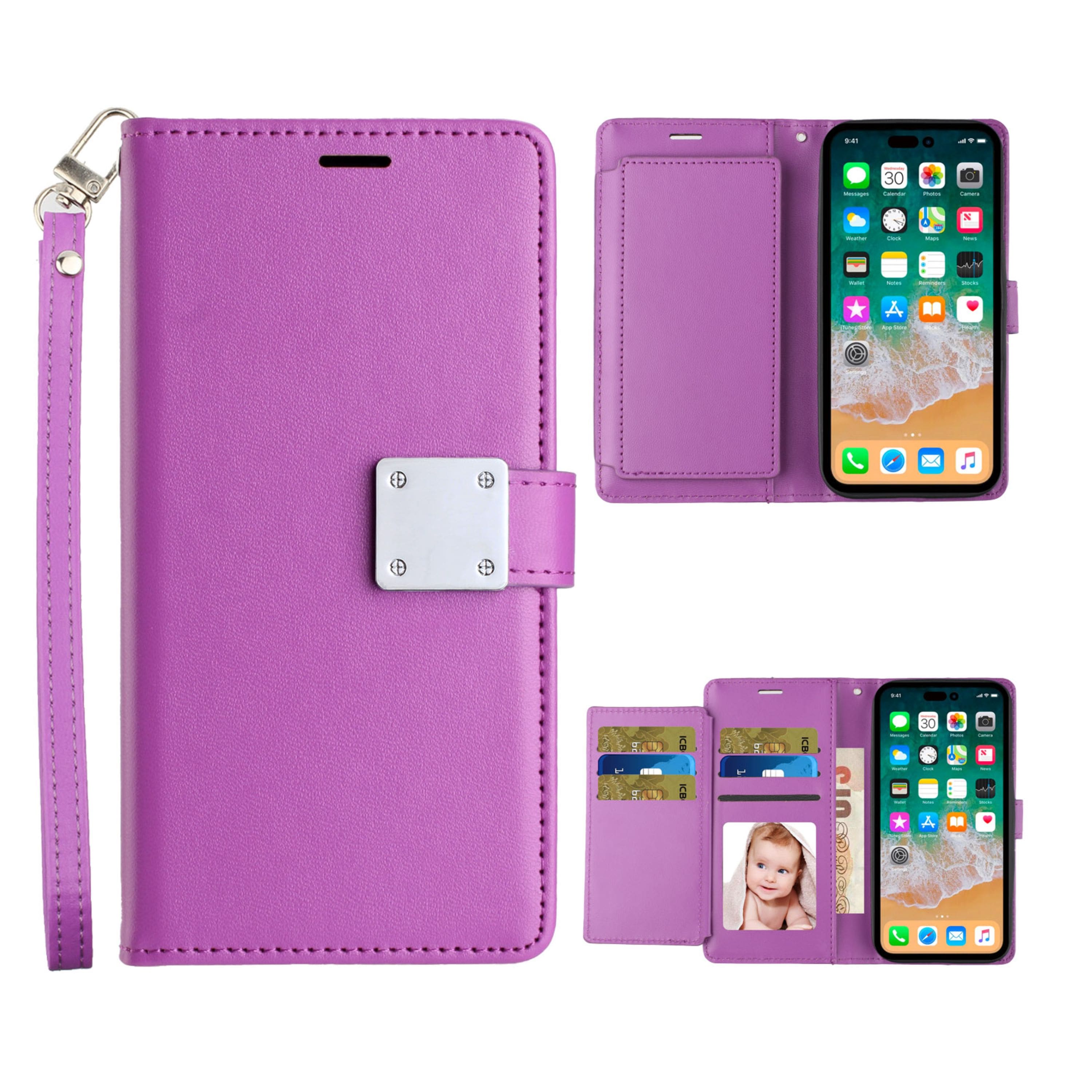 Kitcheniva - PU Leather Phone Wallet With Extra Card Flap For Samsung Galaxy S24 Ultra - Dark Purple price history on PriceWatchPro