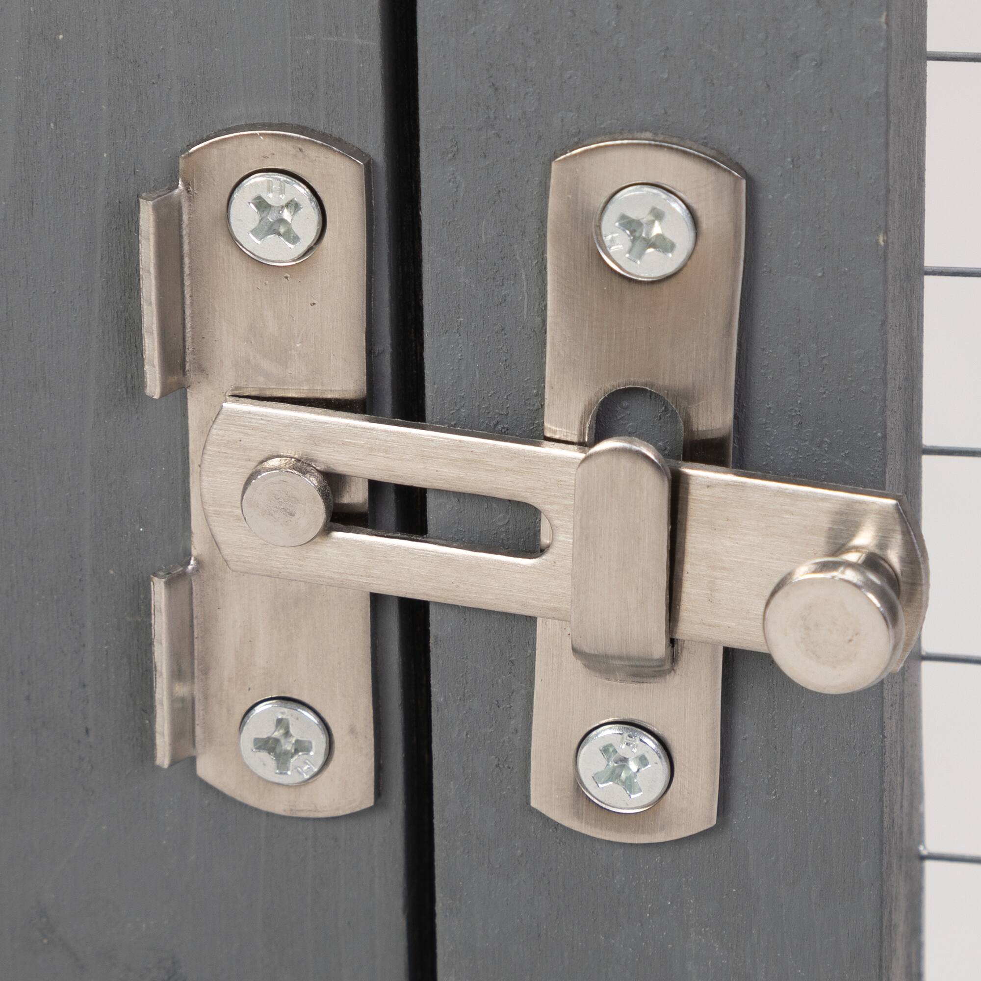 Back. Boyel Living - Gray Folding Rabbit Hutch with Lockable Doors and Ground Stakes with Chinese FirandGalvanized Wire Mesh - Gray.