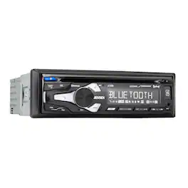 Jensen - Single DIN Car Stereo with CD Player | 10-Character LCD | Bluetooth | USB | AM/FM | Voice Assistant - Black