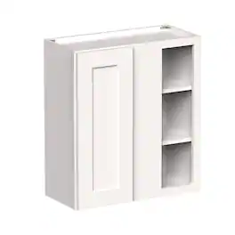 Boyel Living - 27-in W x 30-in H x 12-in D Shaker RTA Kitchen Corner Wall Cabinet with Soft-Close - White Shaker