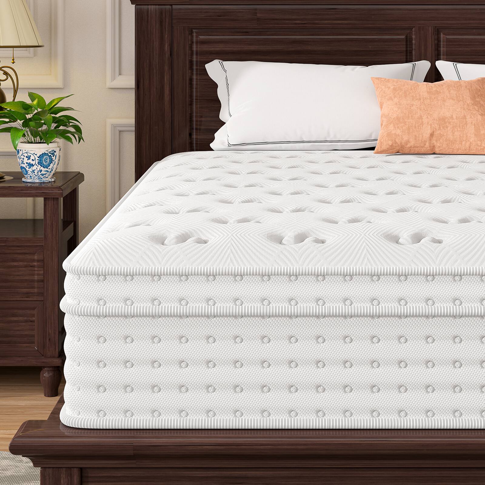 Alt View 4. Chery Life - 12 in. Queen Size Mattress Memory Foam with Pocket Springs for  Pressure Relief - White.