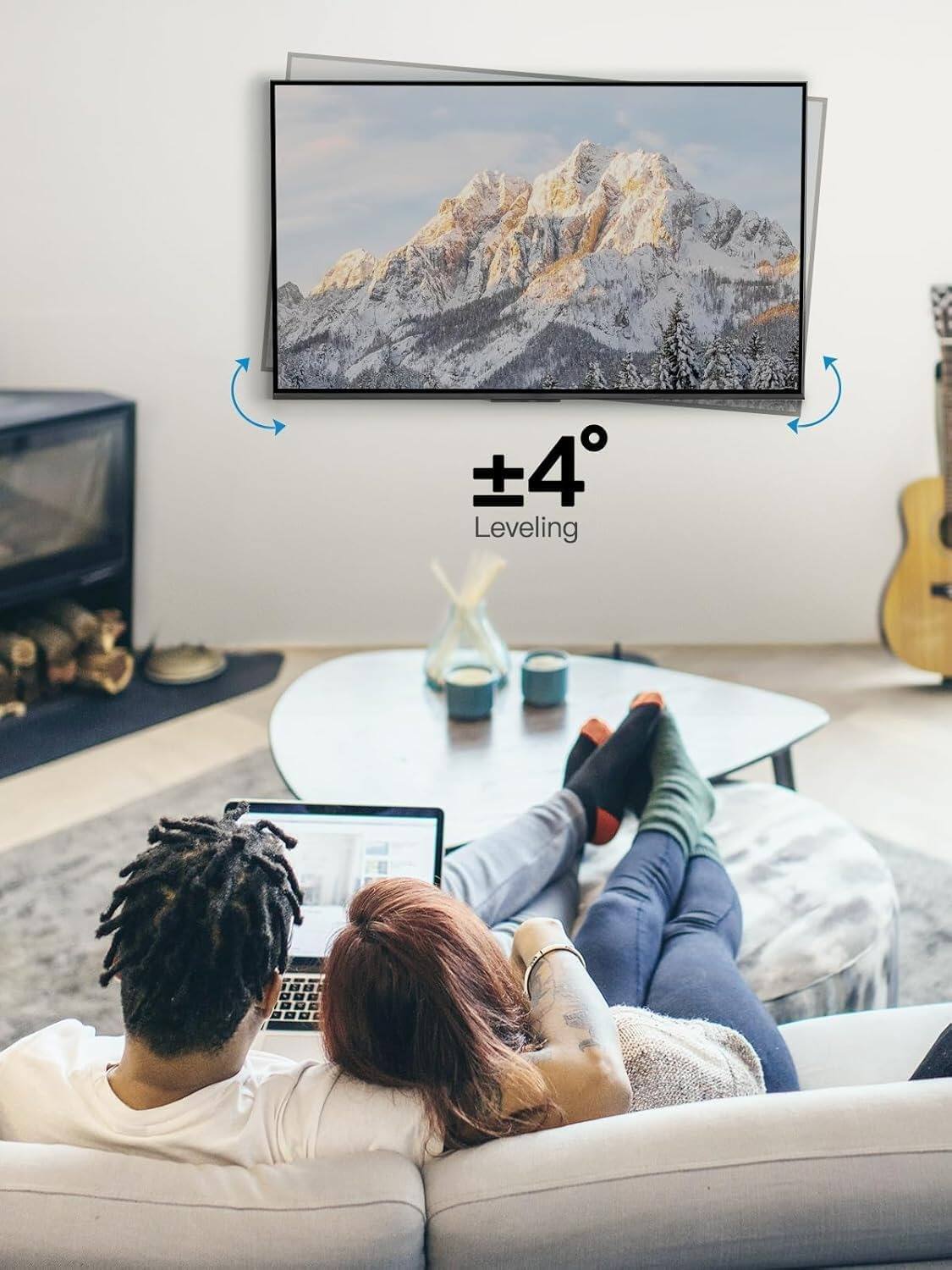 Alt View 4. Pipishell - 26-65 Inch Full Motion TV Mount, 77 lbs Capacity, Tilt Swivel Level, VESA 400x400mm - Black.