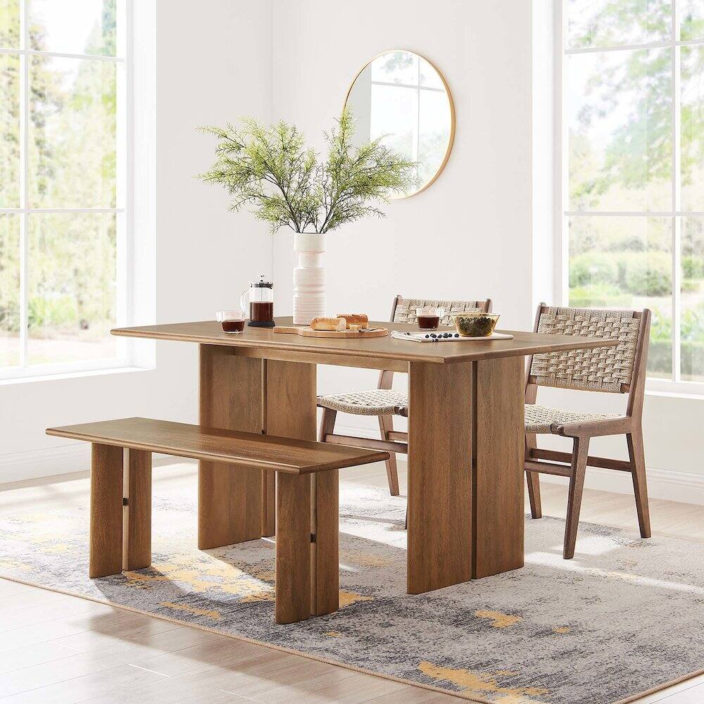 Alt View 4. Modway - Amistad 60" Wood Dining Table and Bench Set - Brown.